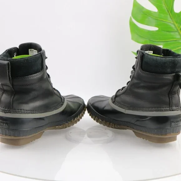 Sorel Womens Cheyenne Duck Boots Size 9 Waterproof Black Leather Lace Up Booties - Picture 9 of 10